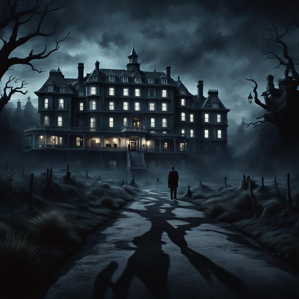 Eerie Haunted Hotel Transforms Man: Digital Matte Painting