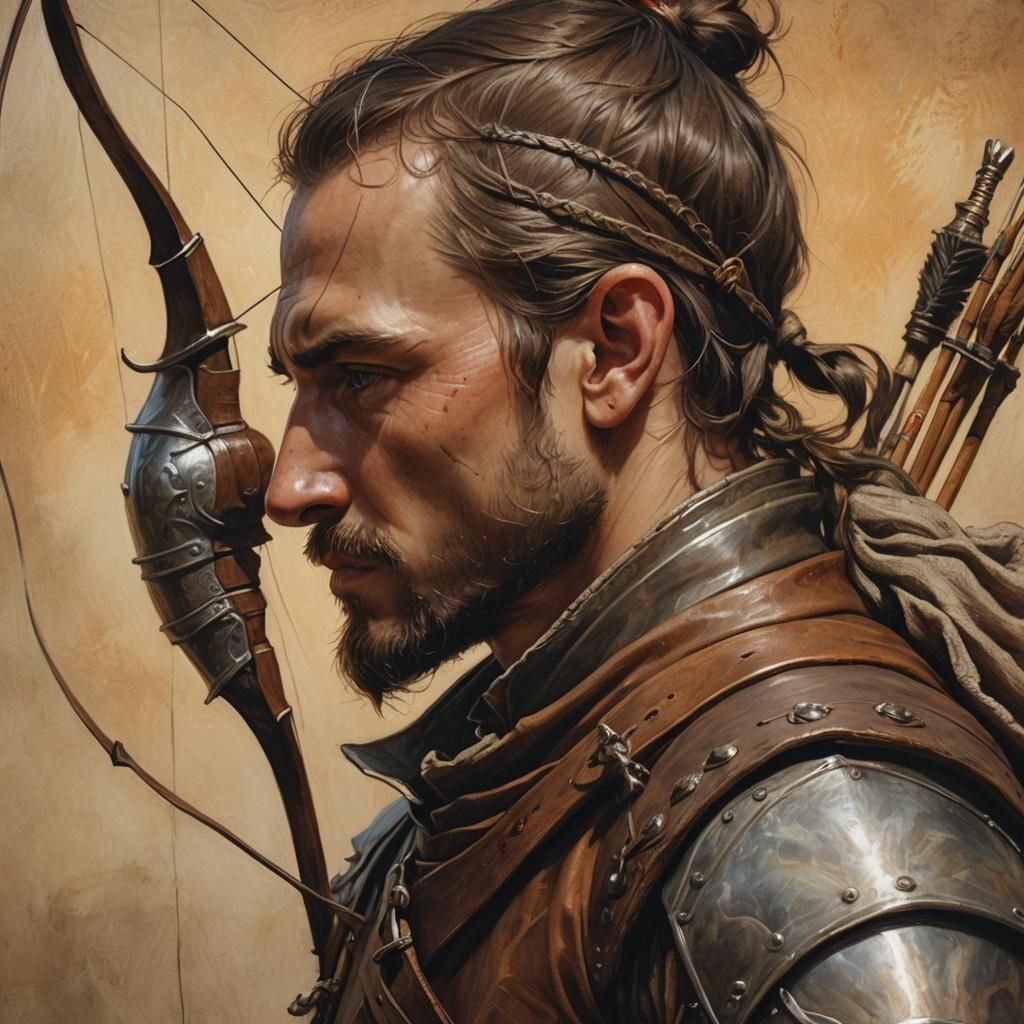Medieval Archer Concept Art in Oil Painting Style