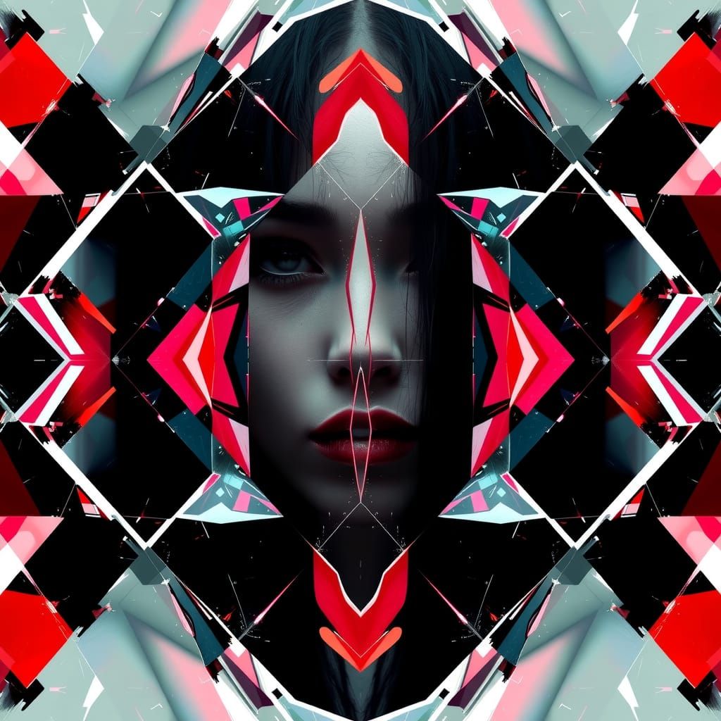 Fractured Cyberpunk Portrait of a Woman