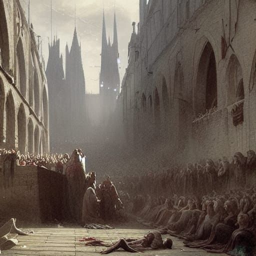 Execution of a Scarred Elf in Ruined City