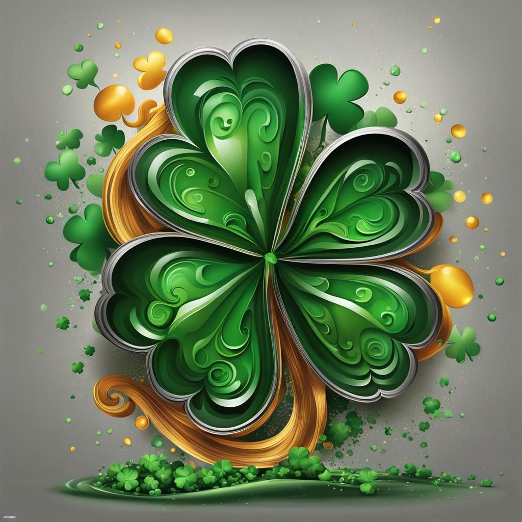 Prompt "St. Patrick's Day Deco, Sitting on Hyperrealistic Ne...