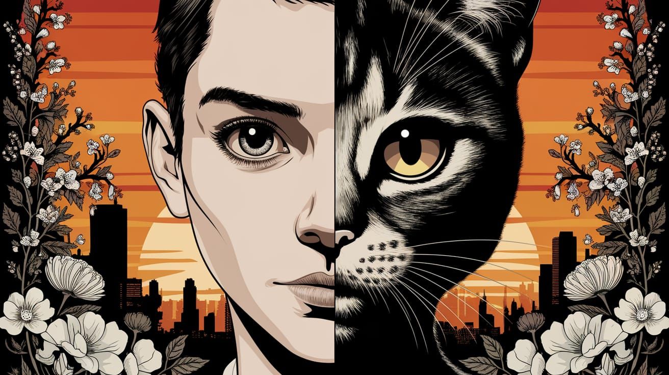 Surreal Fusion of Human and Feline Features