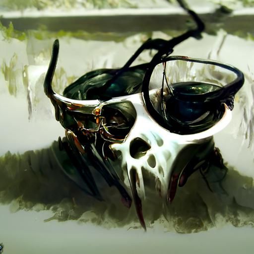 Skull with Glasses in Sinister Fantasy Style