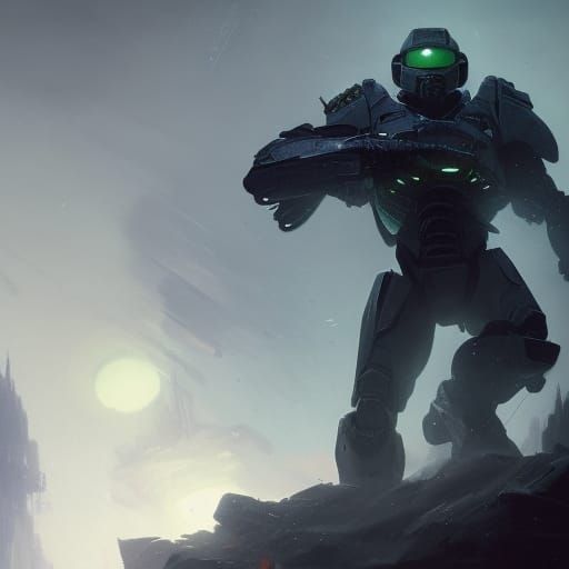 Hyperdetailed Master Chief in Dark Fantasy Style