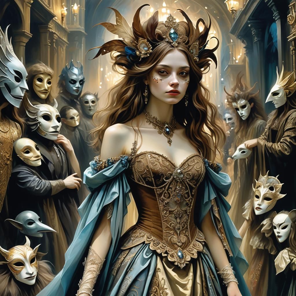 Masquerade Ball: Dreamlike Fantasy Illustration