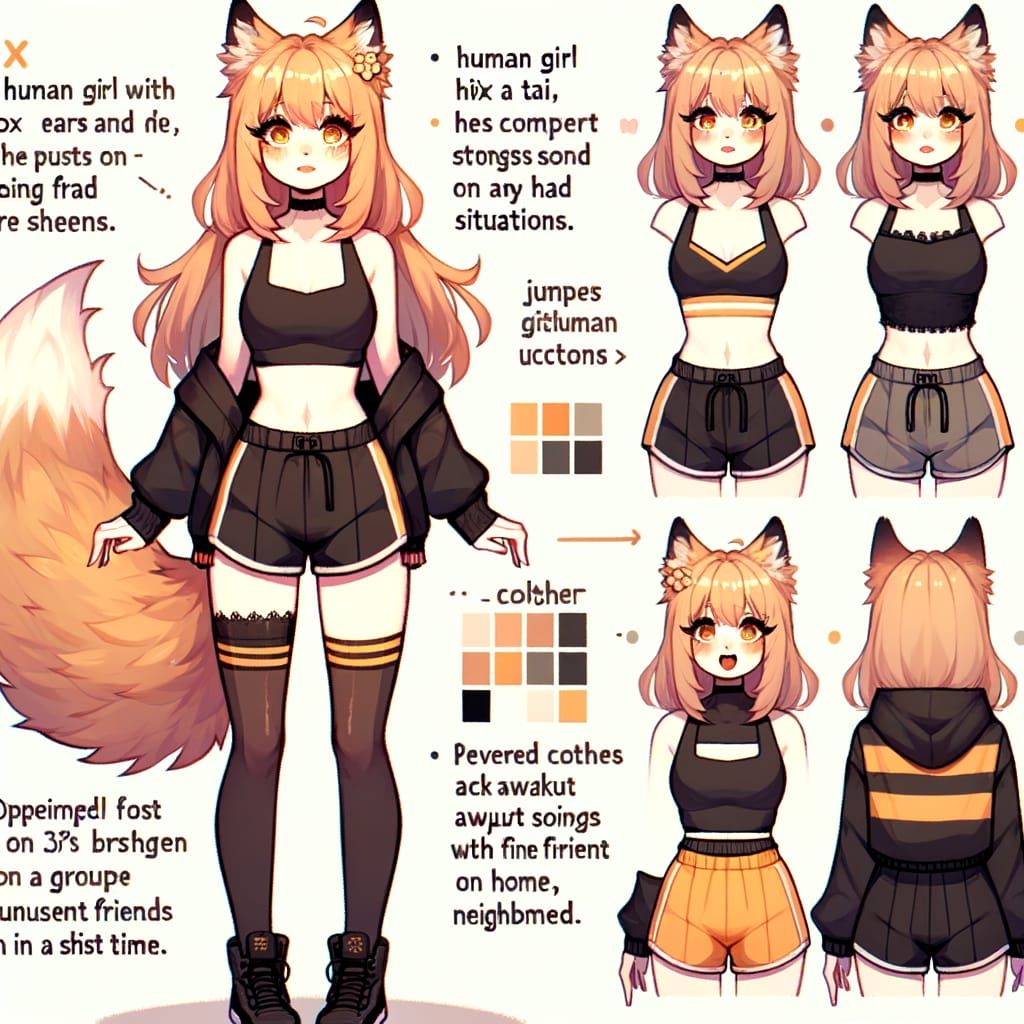 Human Tails Alex in Manga Style with Fox Features