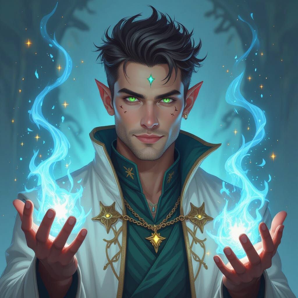 Tiefling Sorcerer Portrait in Digital Painting Style