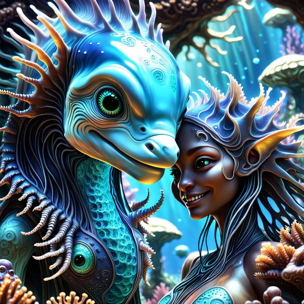 Alien Village with Fractal Architecture and Hybrid Pets