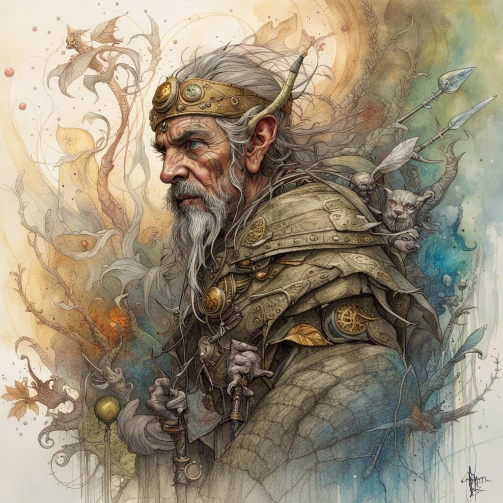 A heroic elven warrior, by Jean-Baptiste Monge and Norman Rockwell, insanely detailed and textured, volumetric, intricat...