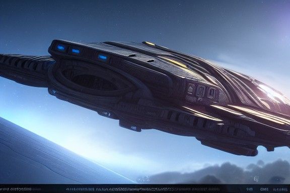 Futuristic Spaceship War Scene in Sci-Fi Concept Art