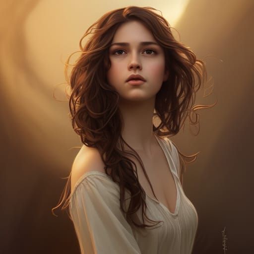 Romantic Portrait of Two Women in Hyperdetailed Digital Art