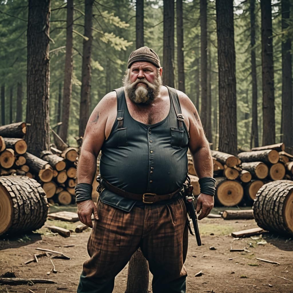 Hyperrealistic Lumberjack: Cinematic Film Still