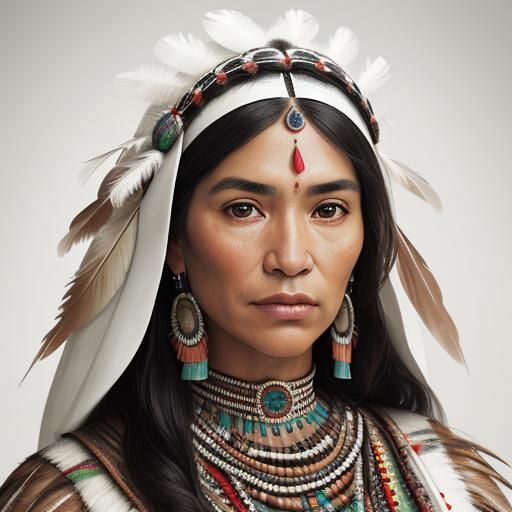 Native American Woman with Mantilla: Photorealistic Portrait