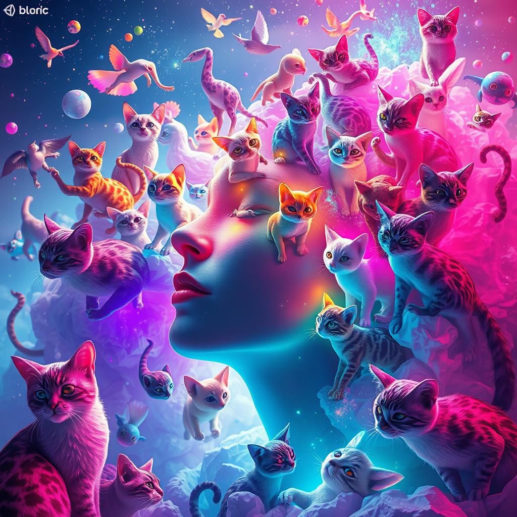 Surreal Dreamscape: A Woman's Mind of Cats