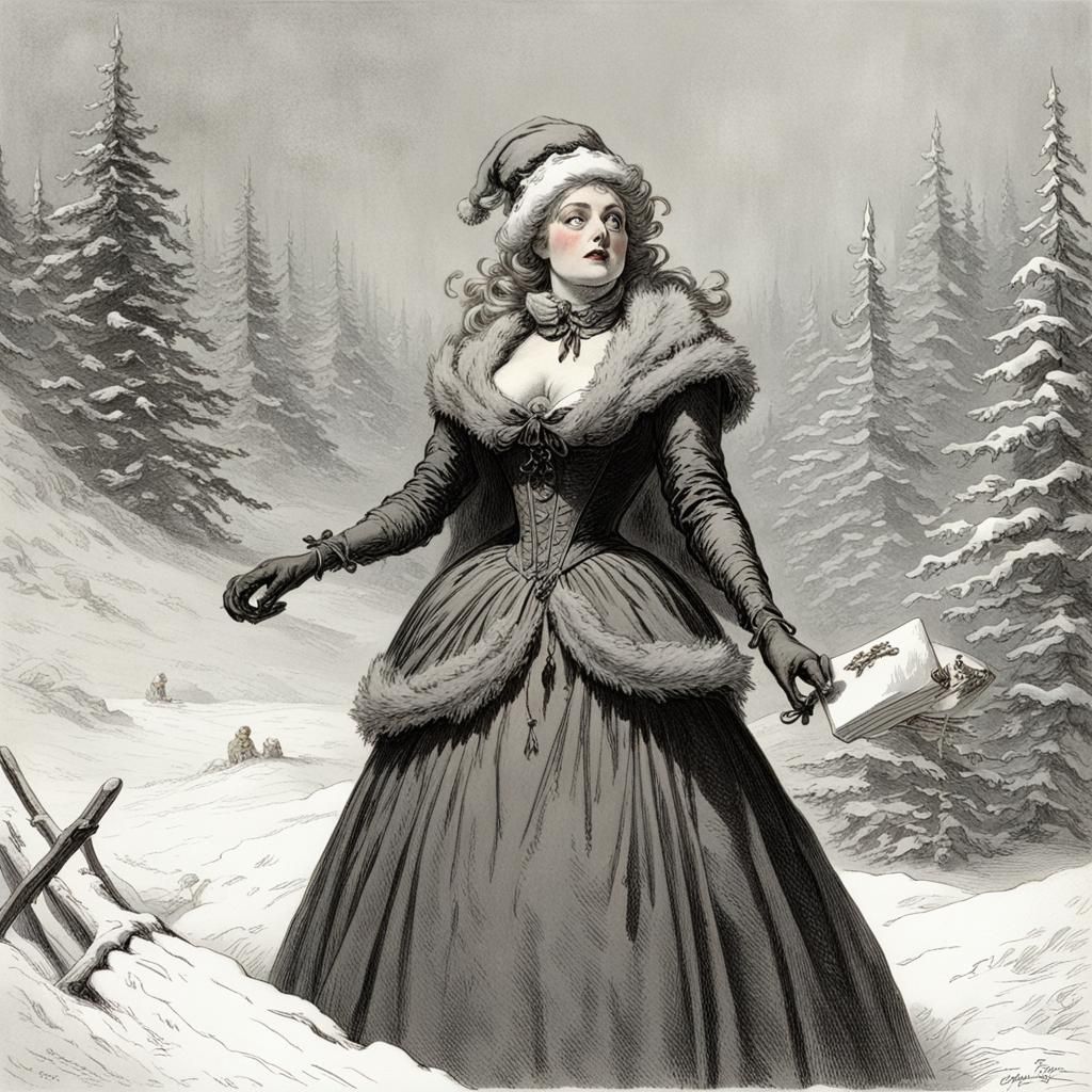 Nightmarish Figure in Snow, Gothic Horror Style