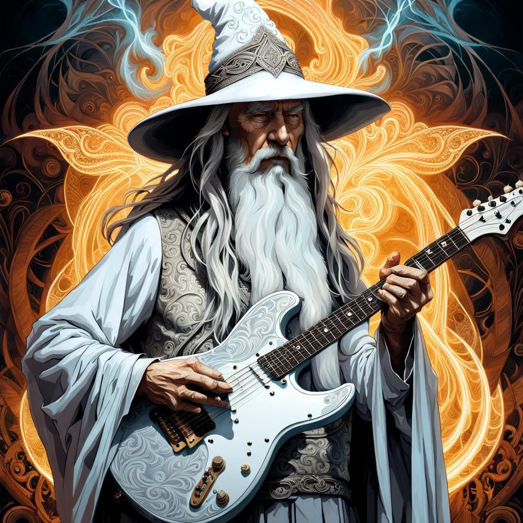 Gandalf Plays Electric Guitar: a Digital Art Portrait