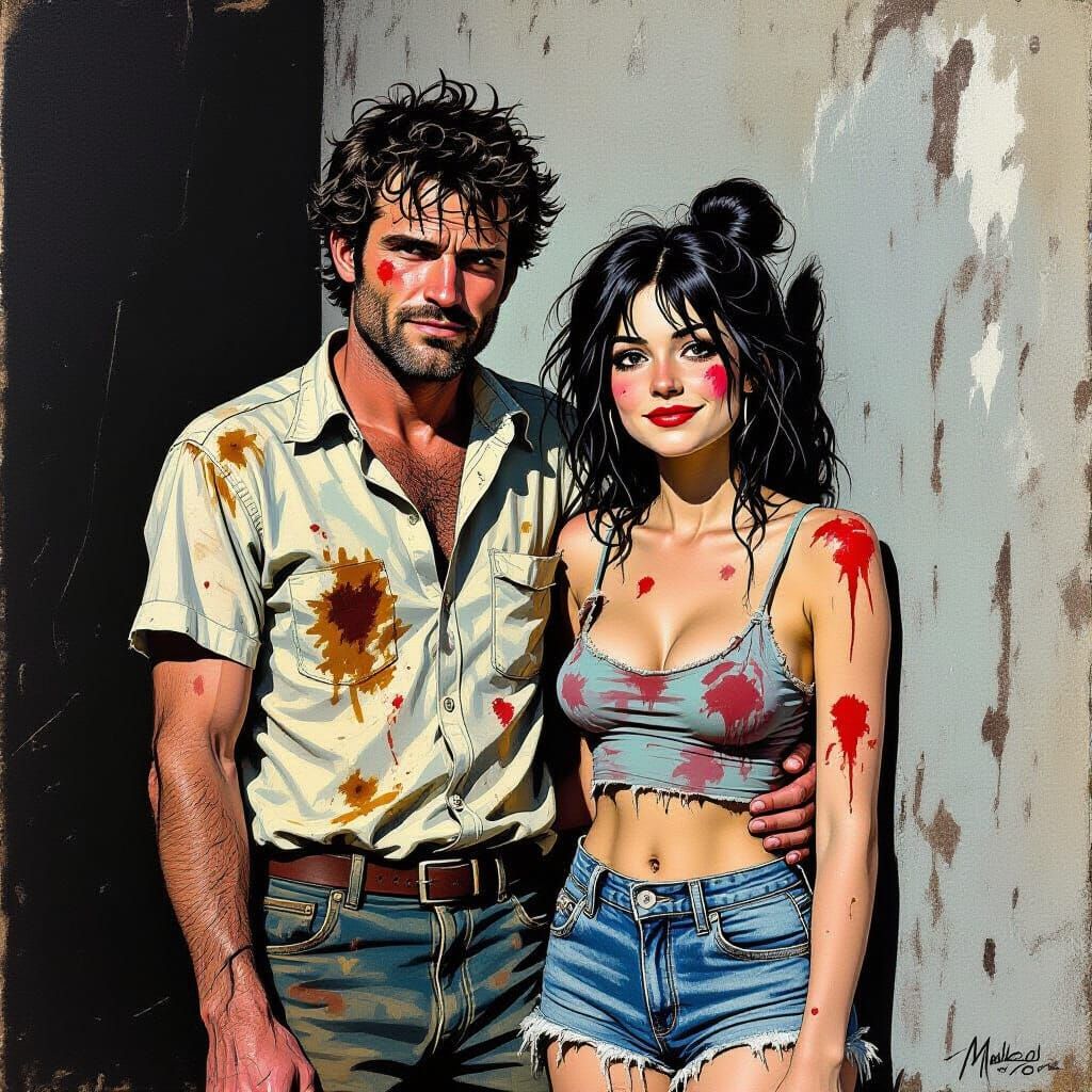 Gritty Couple in Robert Crumb Style