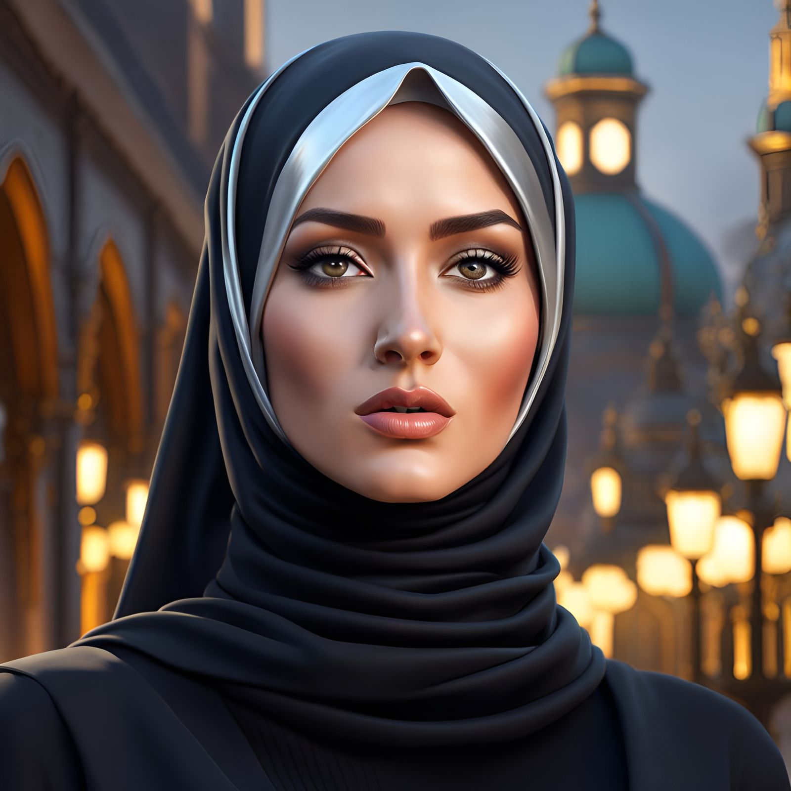 Beautiful Hijab Woman in Elegant Portrait