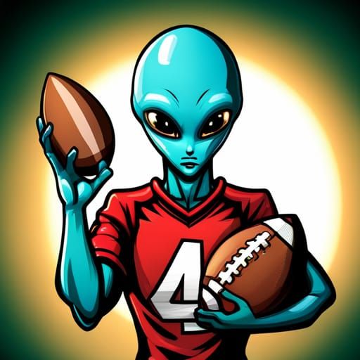 Anime Alien Football Portrait, Digital Art