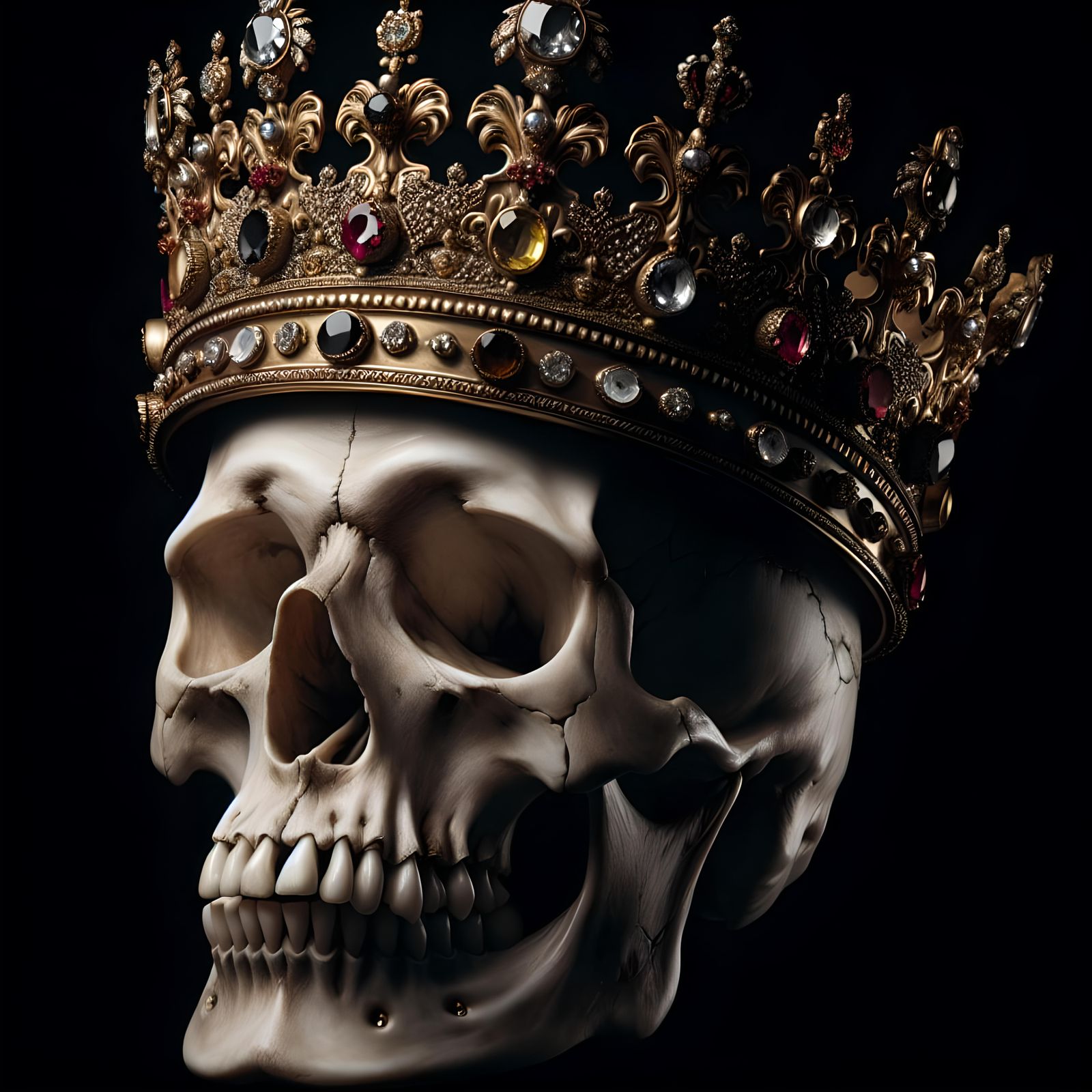 Skull wearing a crown