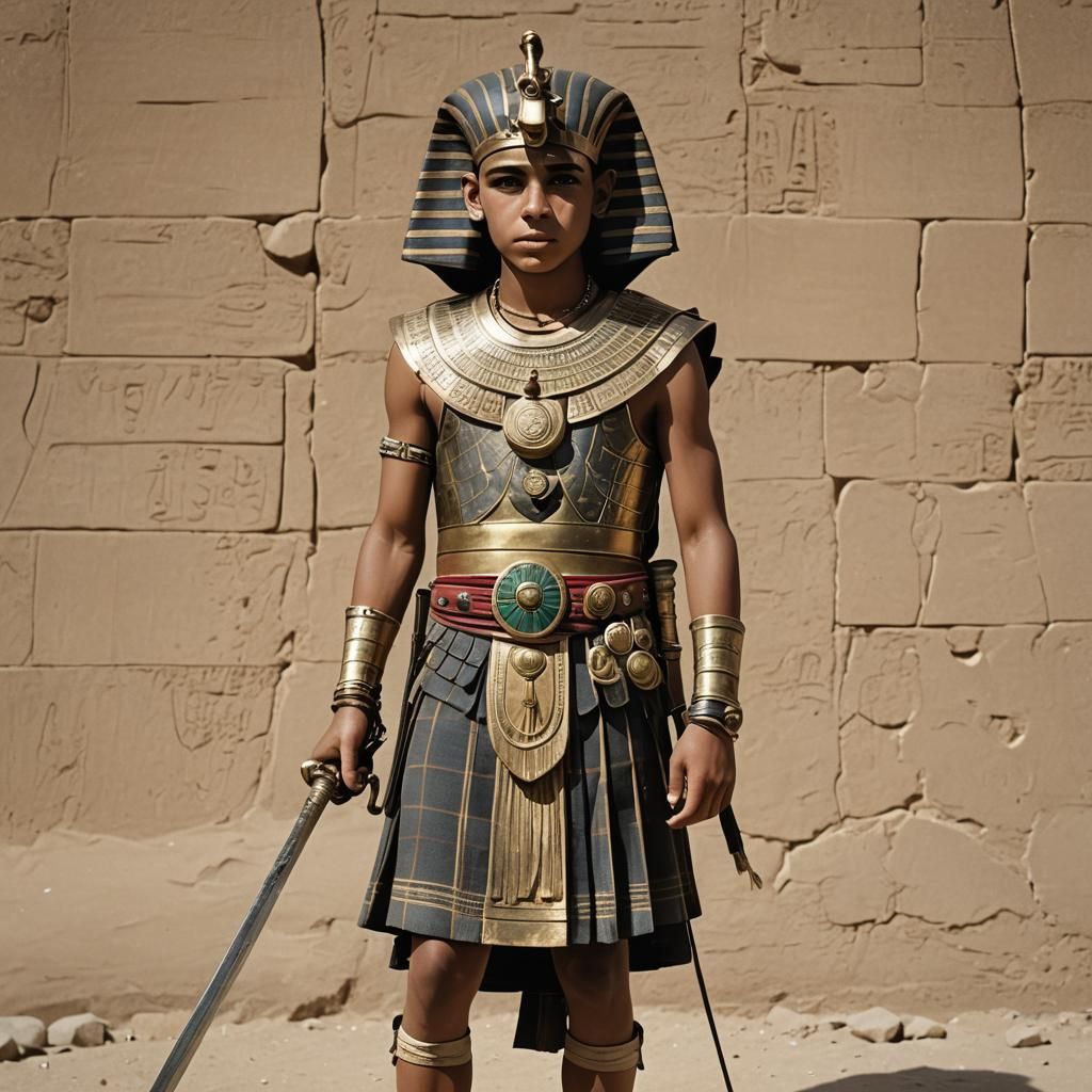 Young Egyptian Pharaoh with Crook and Flail