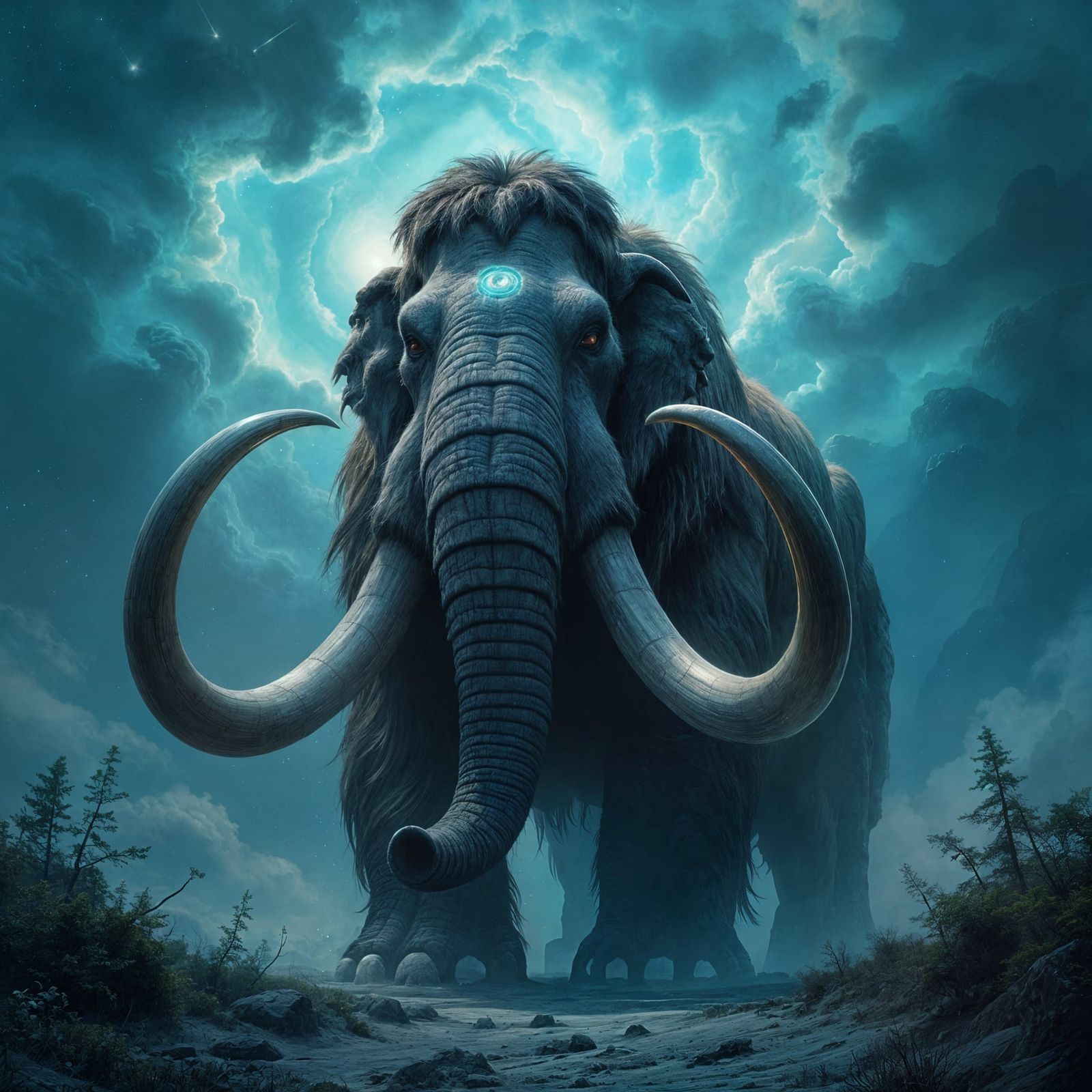 Colossal Woolly Mammoth in Cosmic Nebula