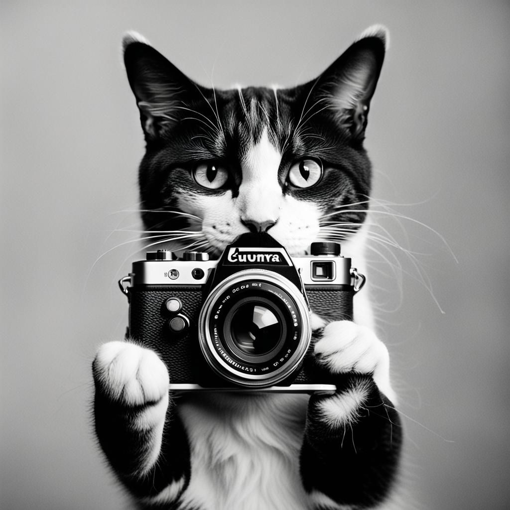 Cat Photographer: A Black and White Portrait