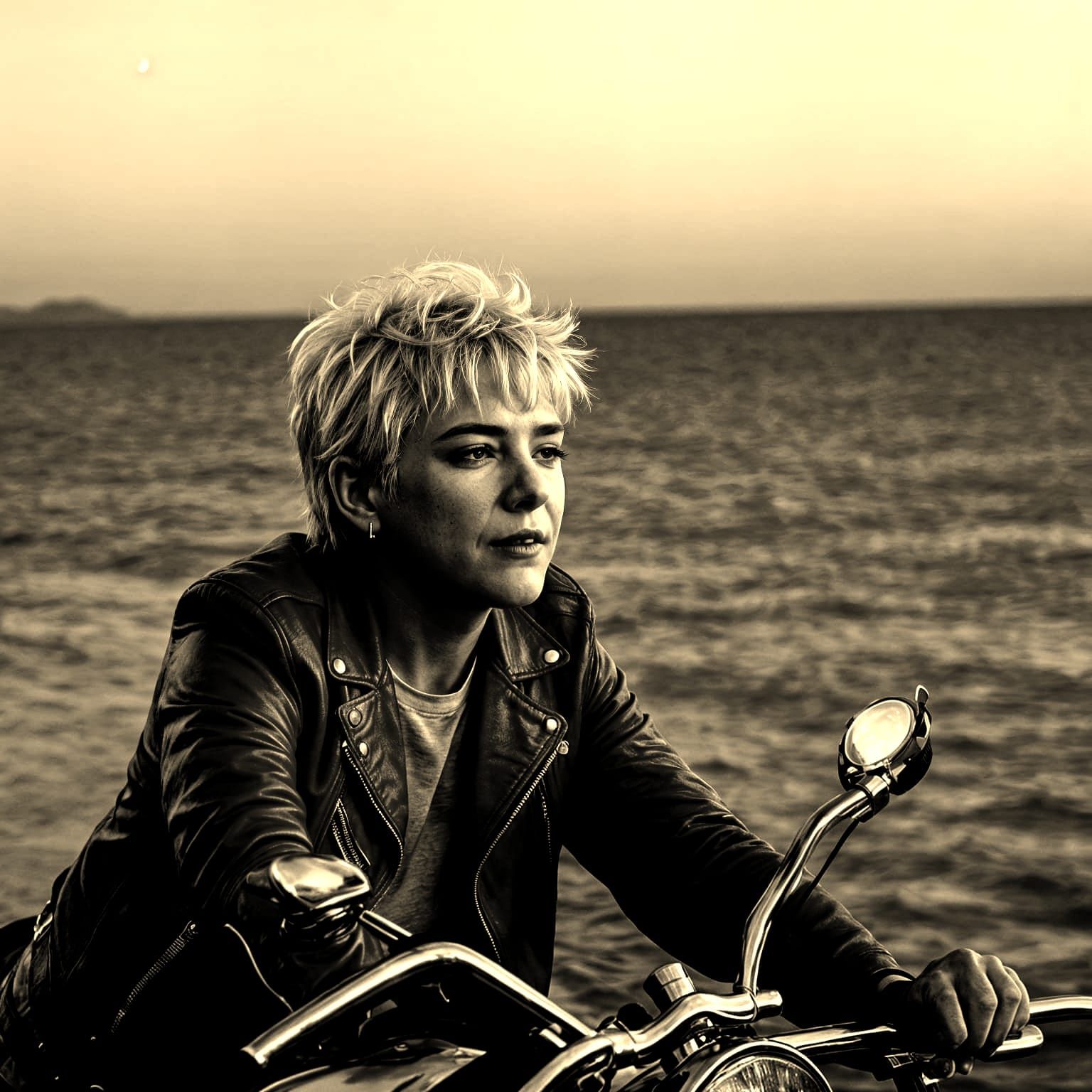 Biker Portrait at Night in Cinematic Style