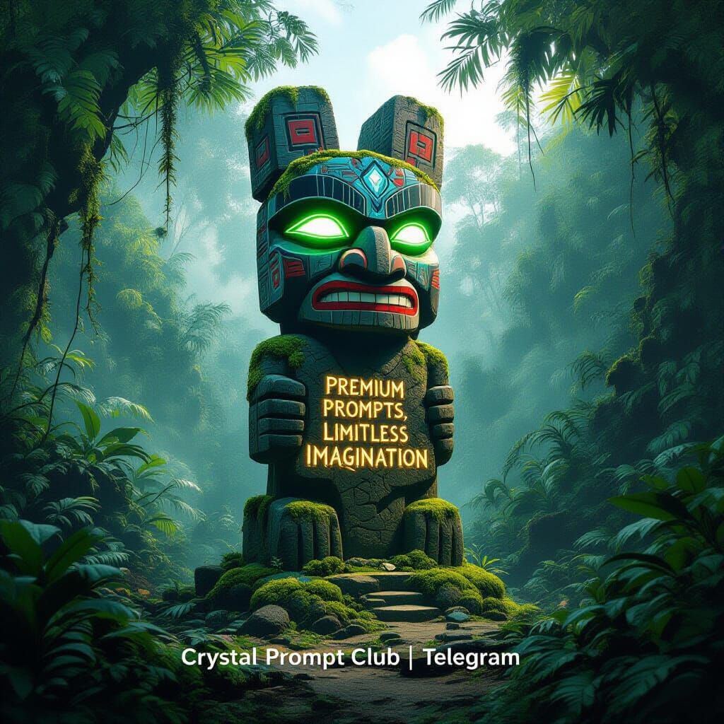 Mystical Stone Totem in Jungle Clearing