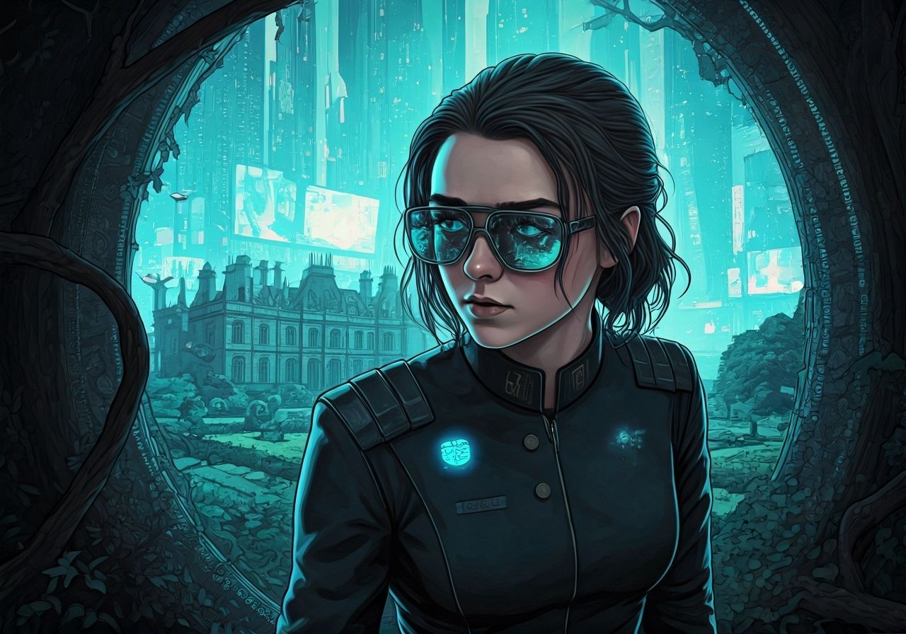 Futuristic Portrait Entering Cyberpunk Ruins, Graphic Novel ...