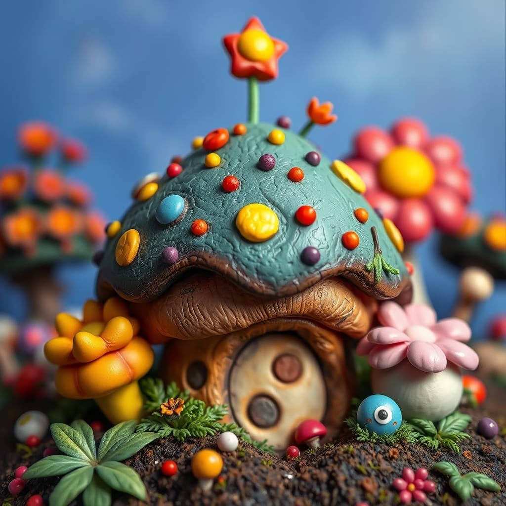 Living Turd in Whimsical Surrealist Style