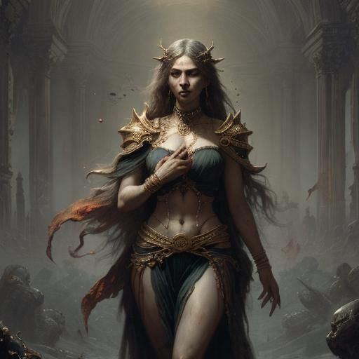 Horror Girl in Gustave Doré Style