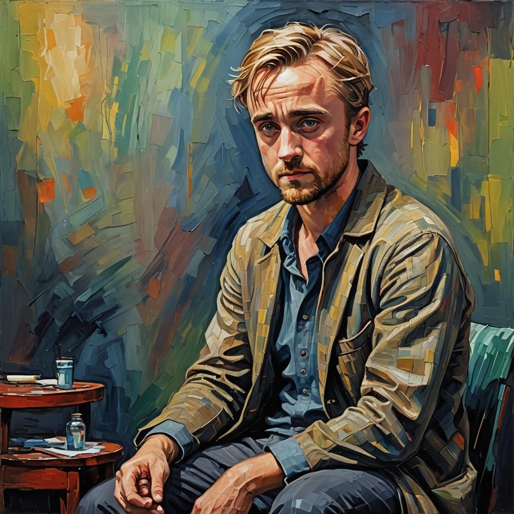 Contemplative Portrait in Expressionist Impasto Style