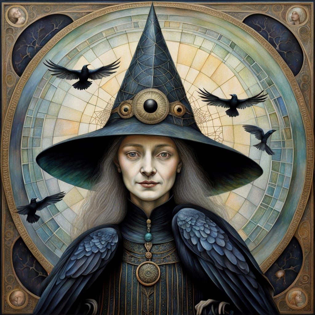 Atmospheric Witch Portrait with Raven