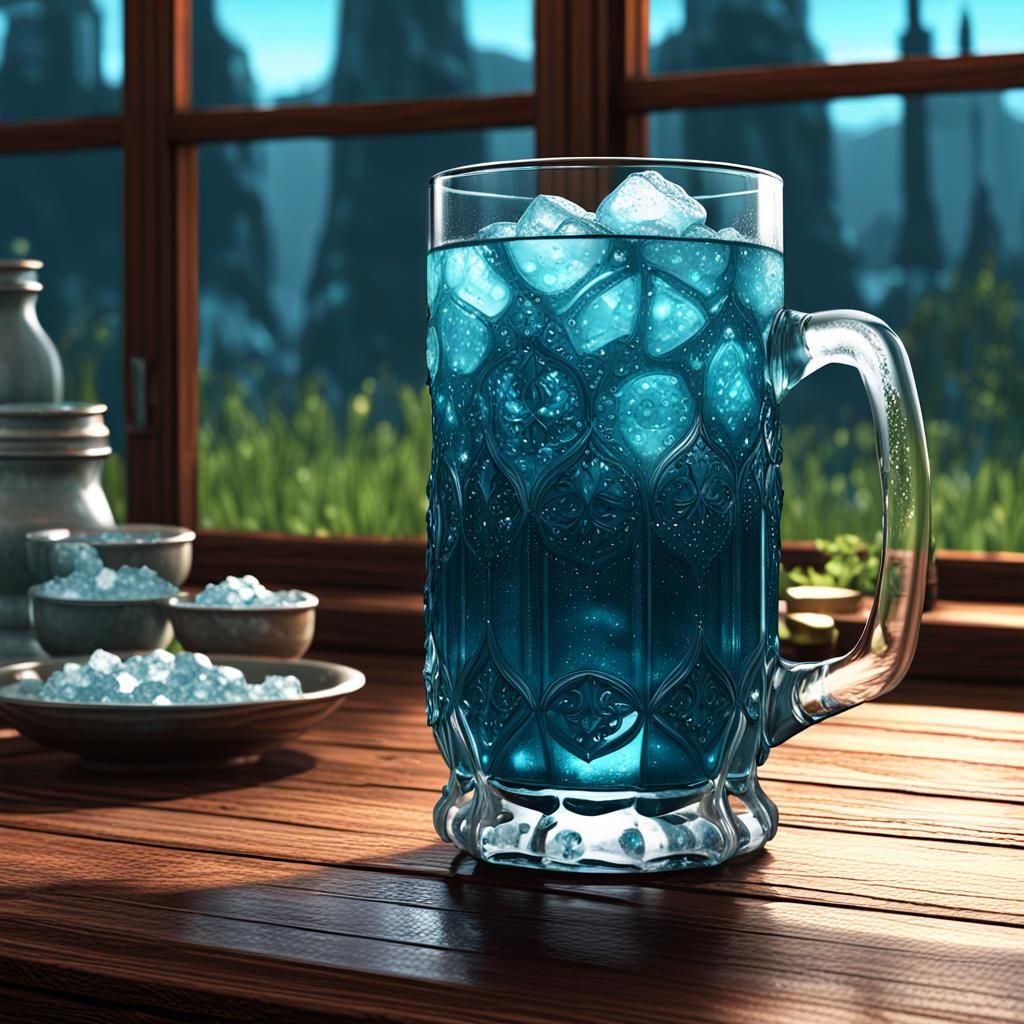 Icy Teal Soda in Detailed 3D Rendering