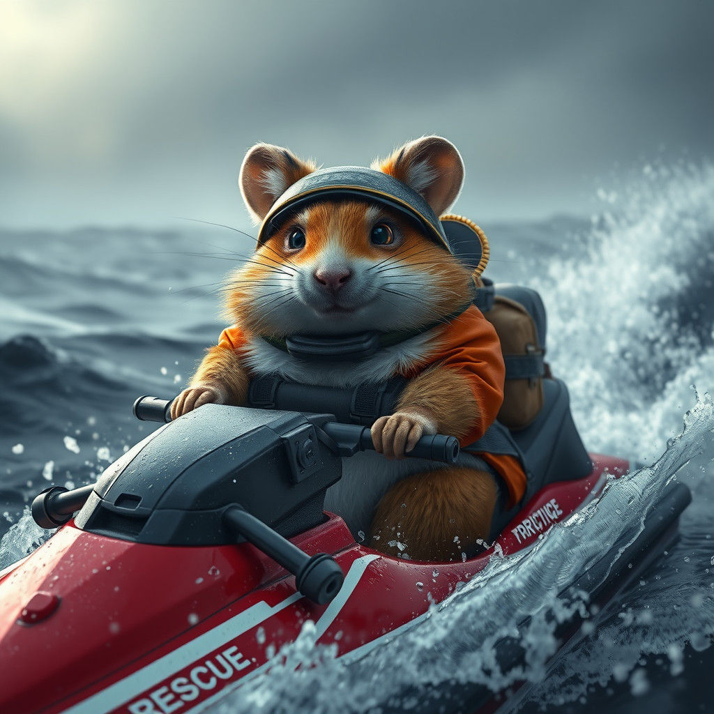 Hamster on Jet Ski: Detailed Matte Painting