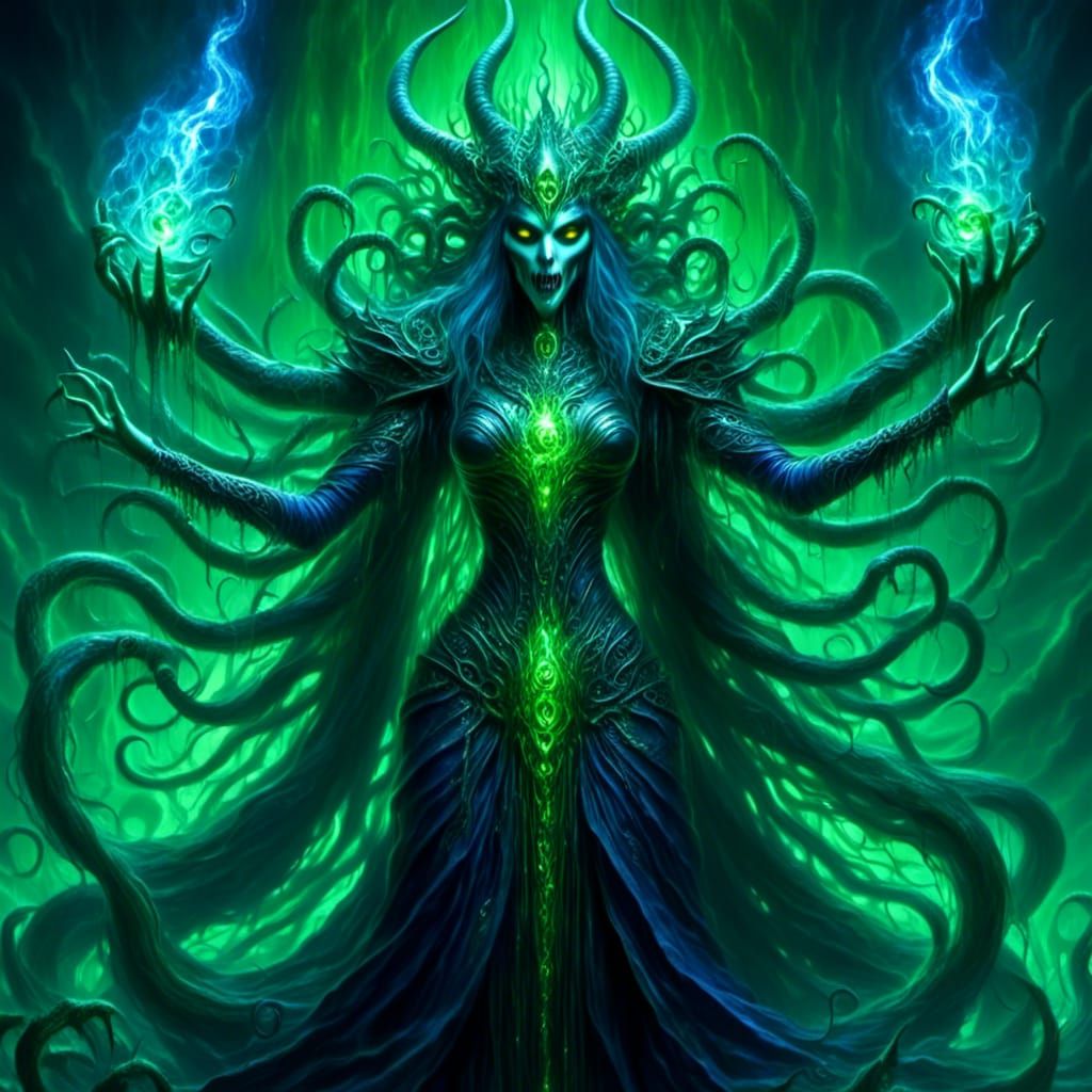 Warlock Summons Ocean Deity in Cosmic Horror Style