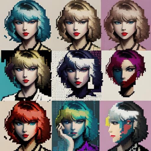 Pixelated Pop Art: Celebrity Portrait in Digital Fragment St...