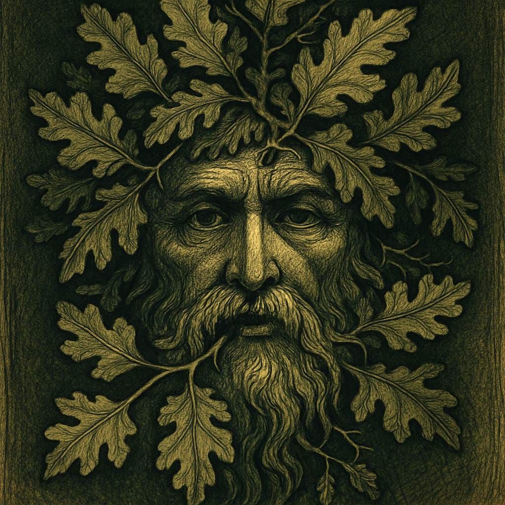 Golden Age Green Man Foliage Illustration