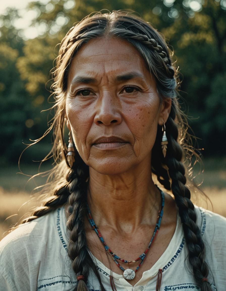 Native American Woman Portrait in Cinematic Style