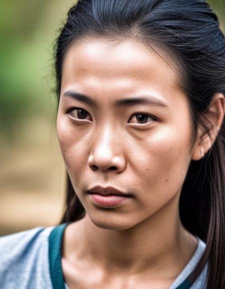 Beautiful Vietnamese Woman Portrait in Hyperrealistic Style