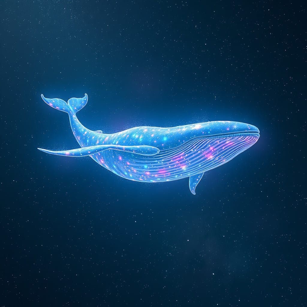 Ethereal Cosmic Whale Glides Through Starry Expanse