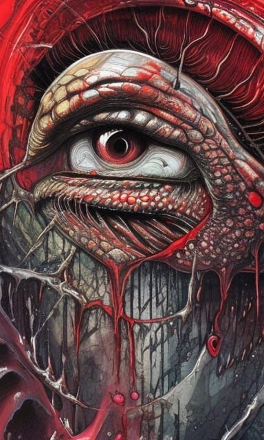 Reptilian Eyeball Creature: Dark Horror Concept Art