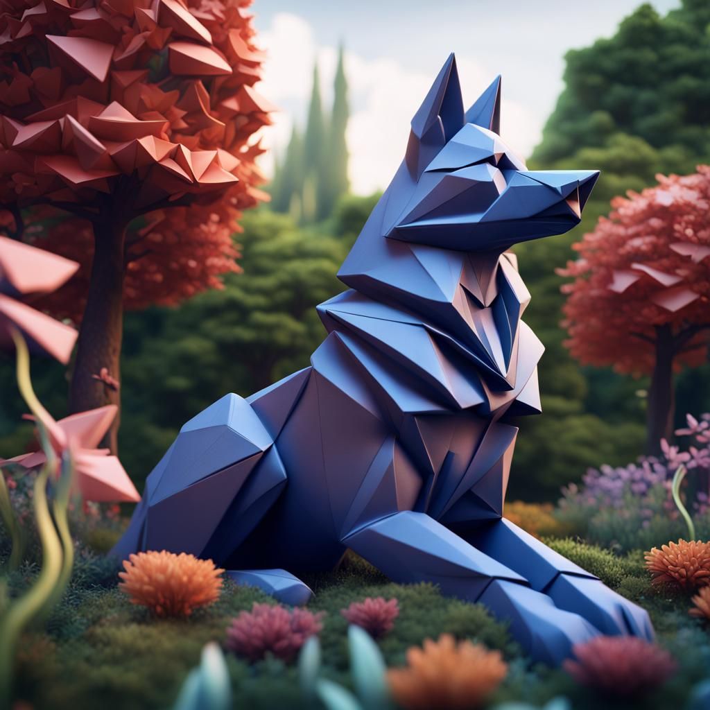 origami wolf