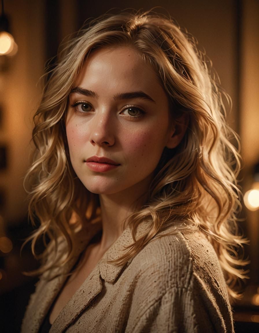 Romantic Realism Portrait of Woman in Golden Light