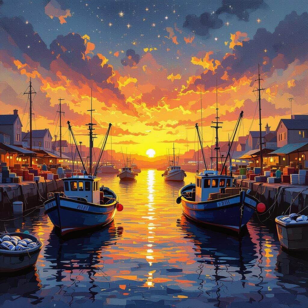 Coastal Sunrise: Gouache and Watercolor Impressionism