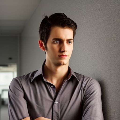 Portrait of Young Professional Contemplating Finances