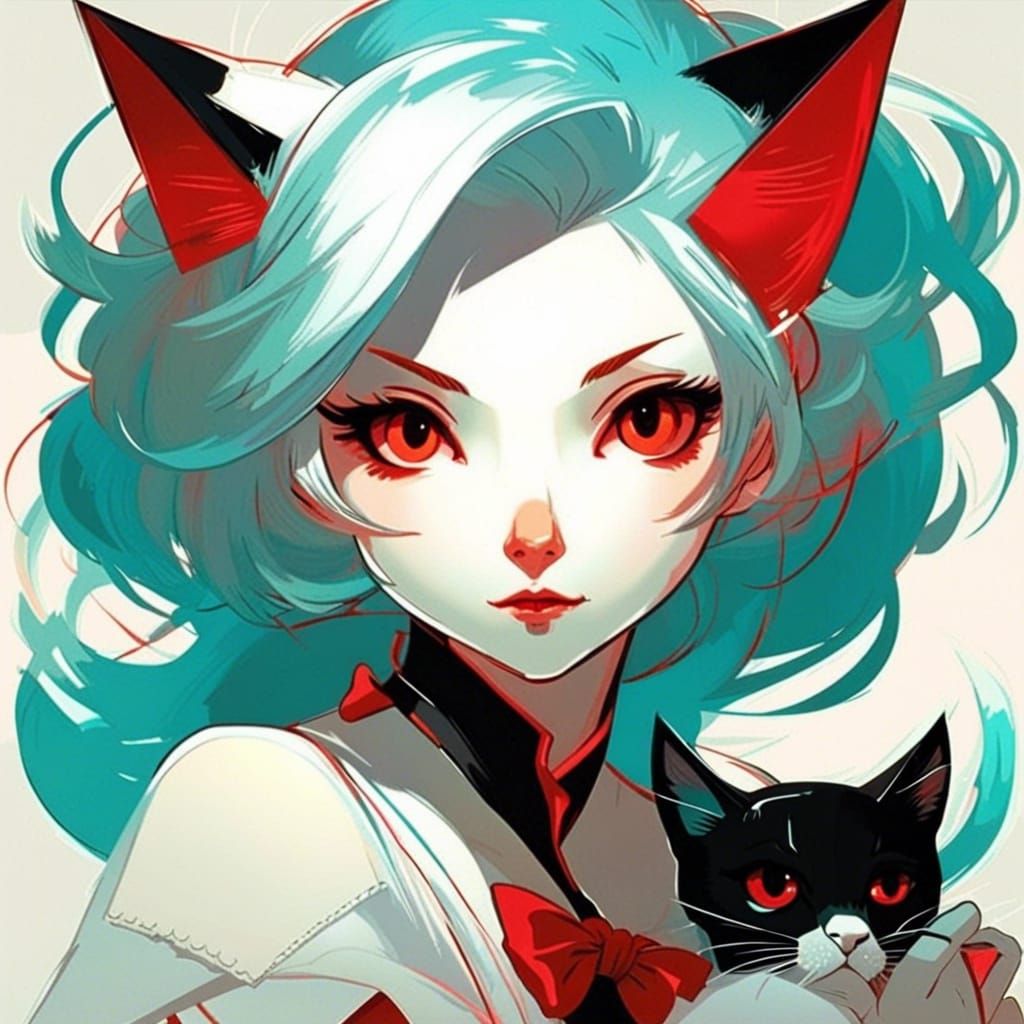 Anthropomorphic Cat with Golden Eyes in Detailed Style