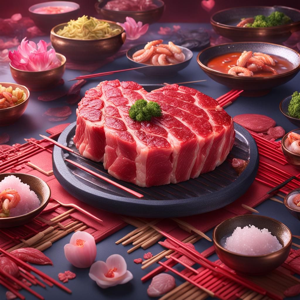 Oriental Food: Detailed Matte Painting in Deep Color