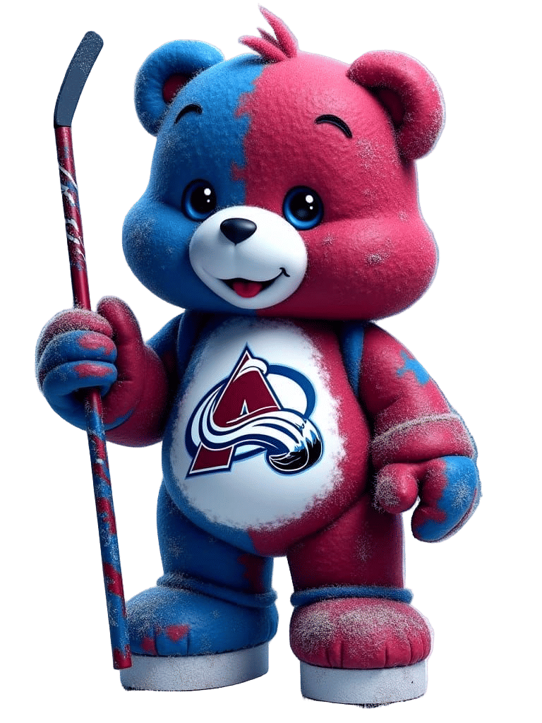 Burgundy and Blue Care Bear in Colorado Avalanche Theme